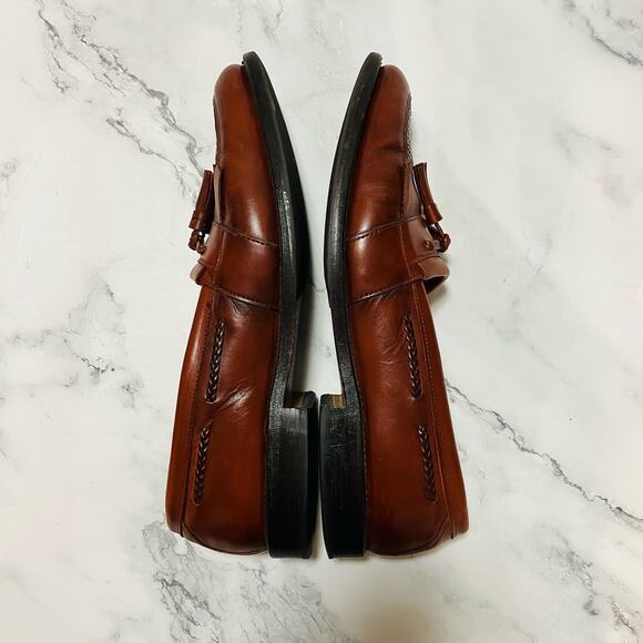 Allen Edmonds Cody Loafers Mens 11B Narrow Kiltie Tassel Weave Chili Leather - Picture 6 of 9